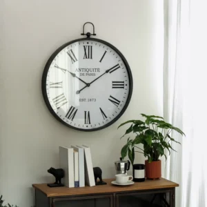 Oversized Antiquite De Paris Round Metal With Top Loop 24.02" Wall Clock
